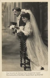 Bride and groom kneeling